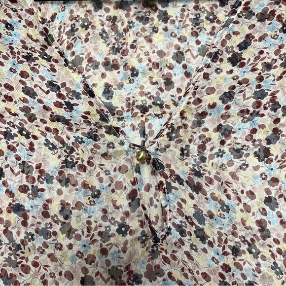 Theory Women Silk Top Small Bernetta Floral Blouse Chiffon Sheer - Picture 4 of 11